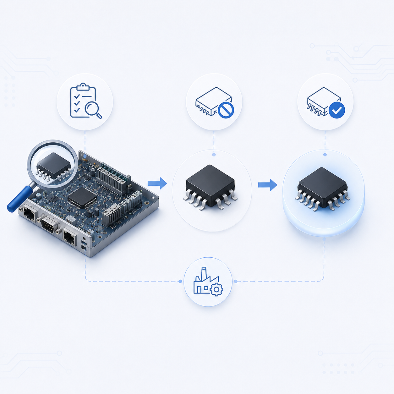 Mature industrial control board EOL assessment scenario